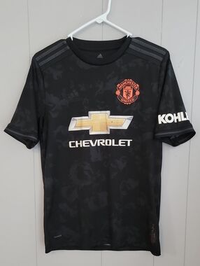 Adidas Manchester United Soccer Jersey Boys XL Black Short Sleeve